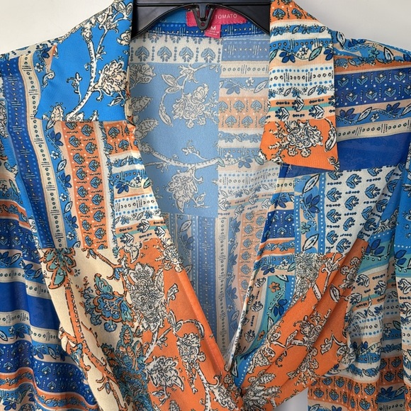 Flying Tomato Boho Wrap Long Sleeve Top Ballon Sleeves Size Medium - Picture 6 of 9